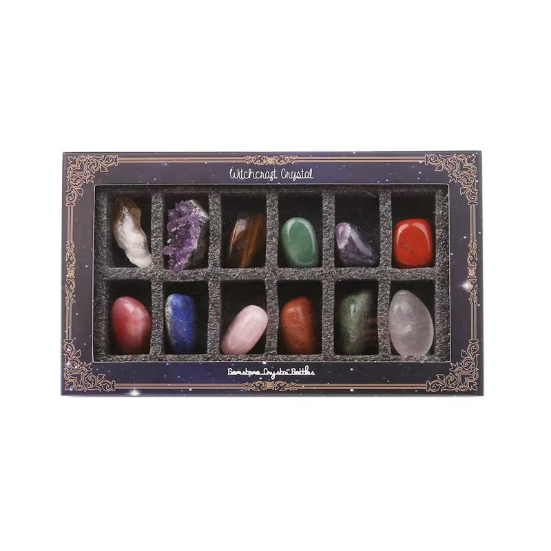 Chakra Crystal Energy Box – 12 Natural Gemstones for Healing & Balance
