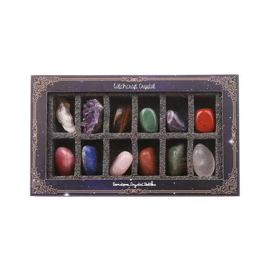Chakra Crystal Energy Box – 12 Natural Gemstones for Healing & Balance