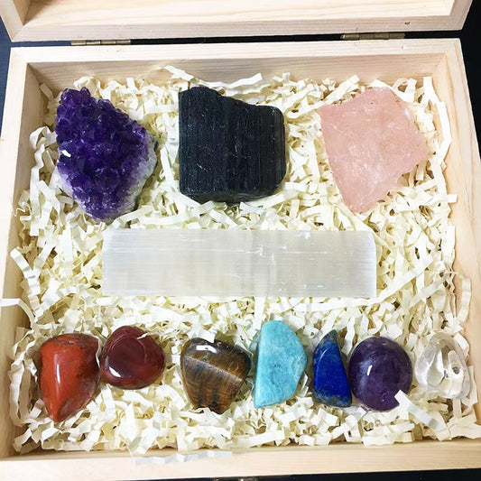 Natural Crystal Energy Box – Raw Healing Stones Set for Chakra Balance