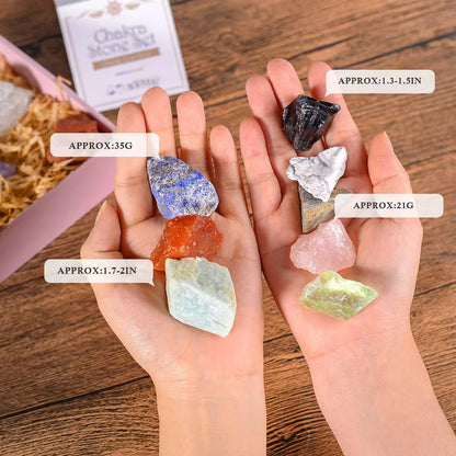 Rainbow Raw Crystal Gift Box – 7 Natural Healing Stones Set