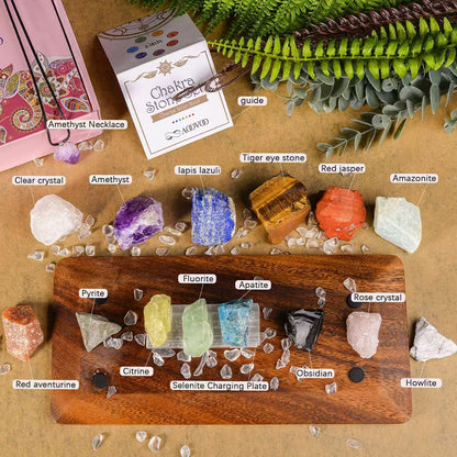 Rainbow Raw Crystal Gift Box – 7 Natural Healing Stones Set