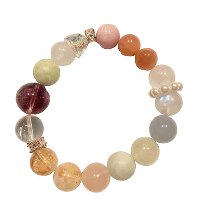 Multicolored beaded bracelet on a light background