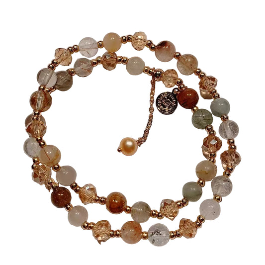 Multicolored beaded bracelet on a light background