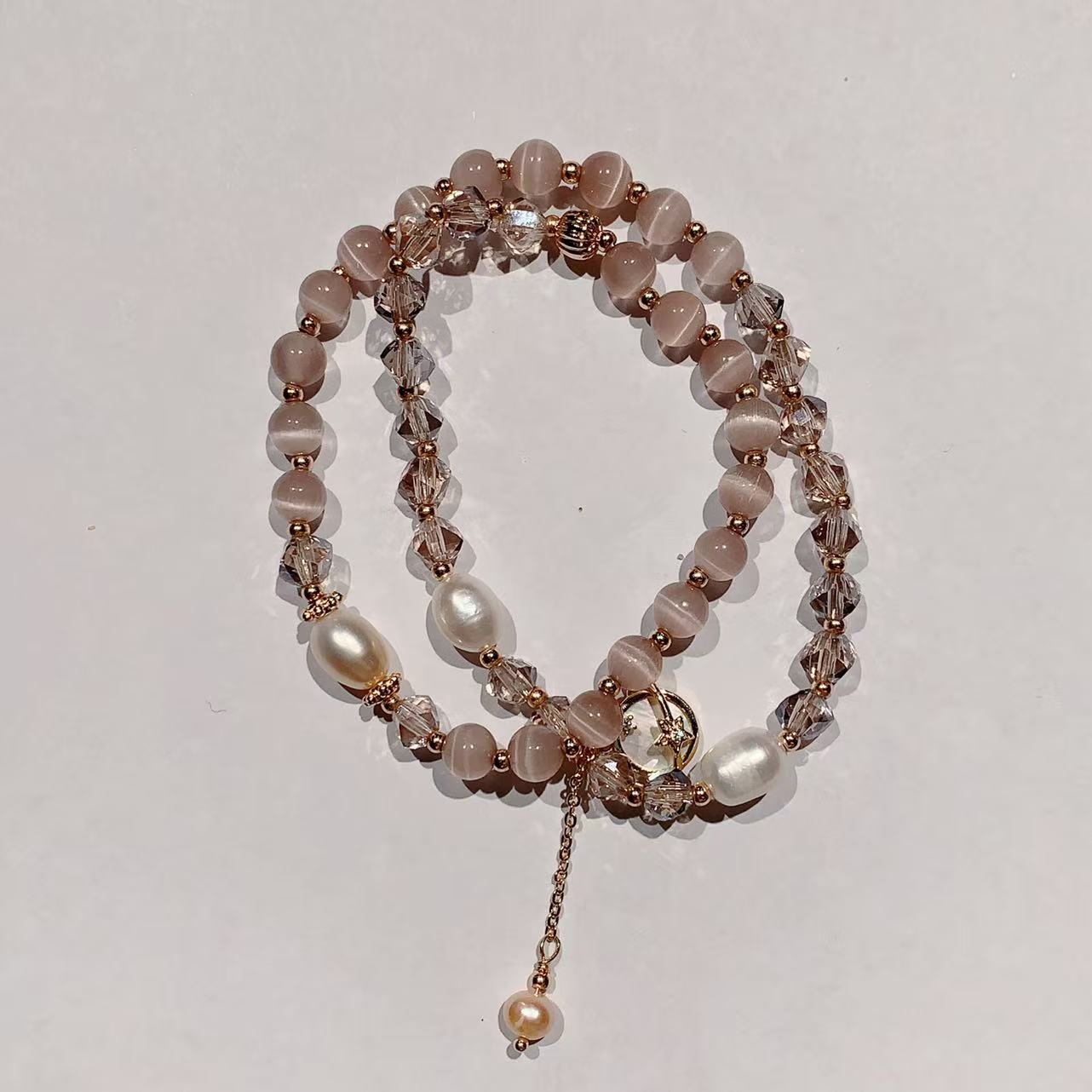 Rose Quartz & Strawberry Crystal Double-Layer Bracelet – Love & Harmony