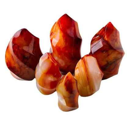 Red Agate Flame Carving – Natural Fire Element Crystal for Energy & Decor