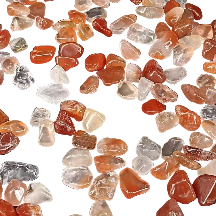 Assorted colored stones on a light surface