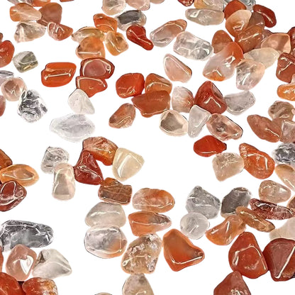 Assorted colored stones on a light surface