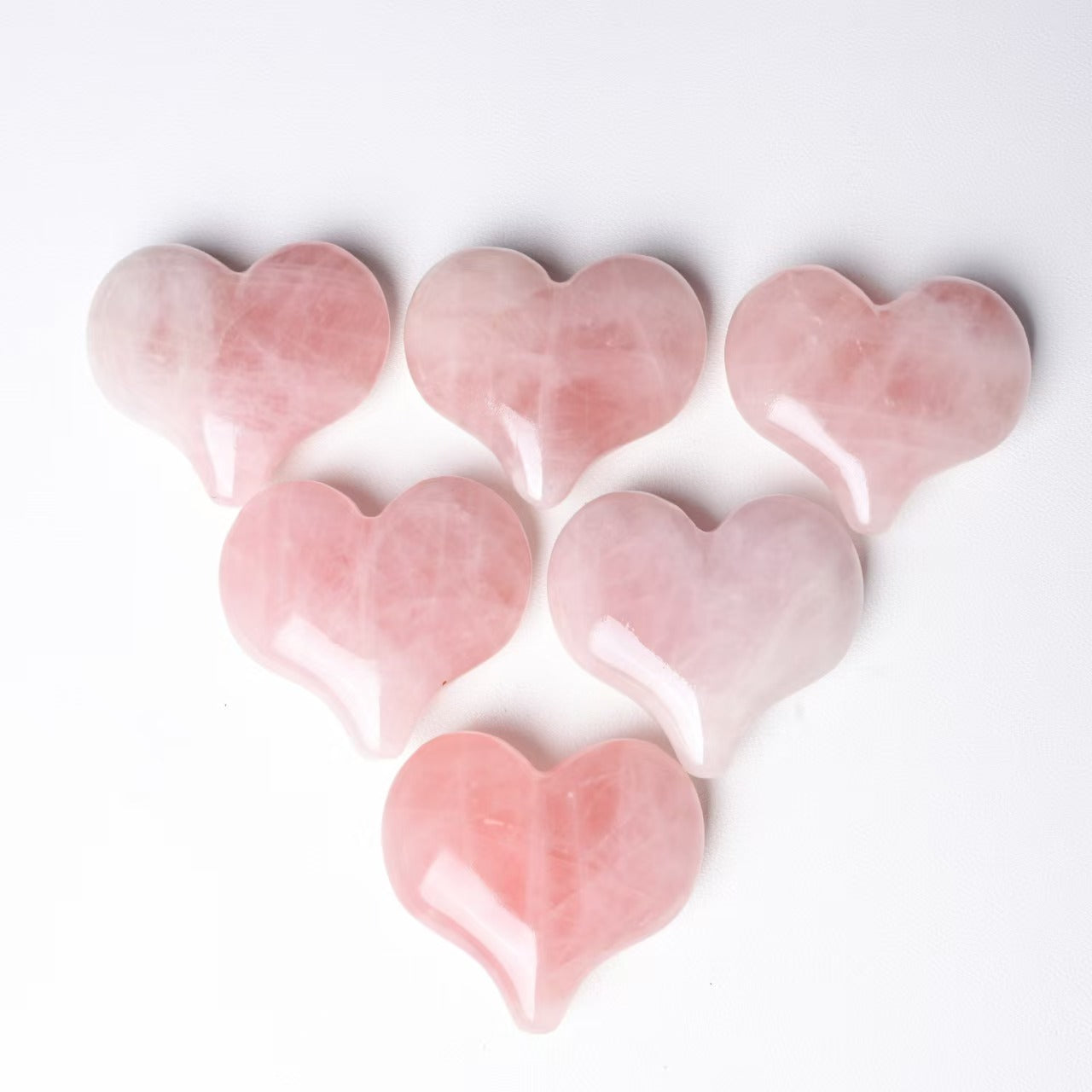 Rose Quartz Heart Palm Stone – Fire Element Crystal for Love & Healing
