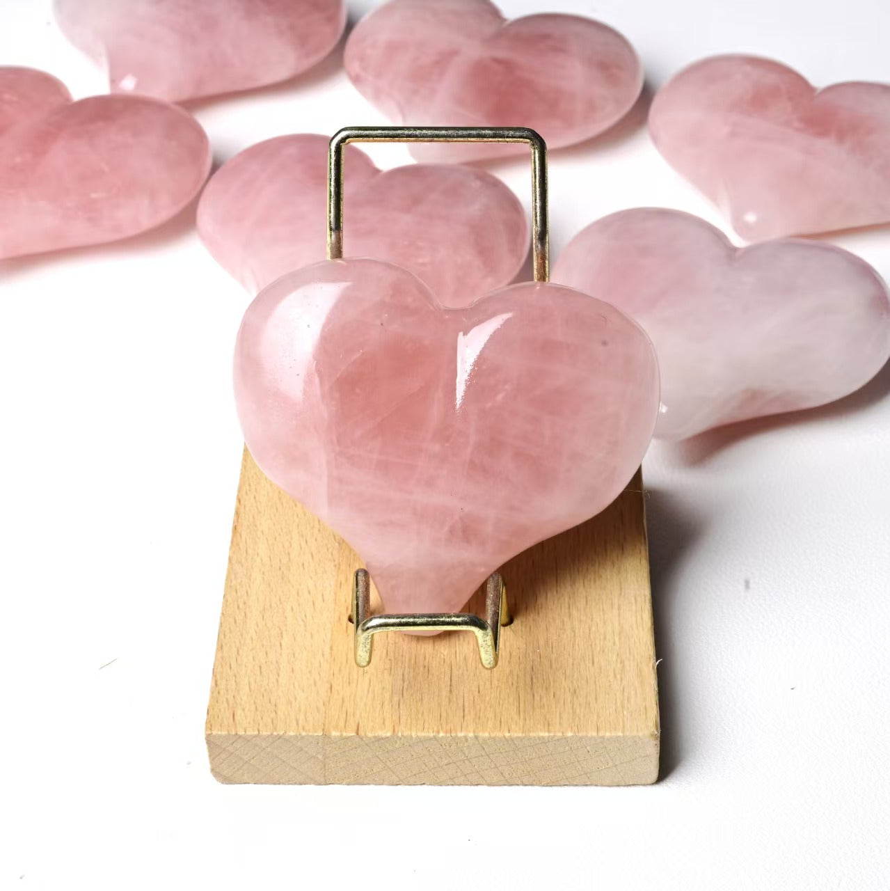 Rose Quartz Heart Palm Stone – Fire Element Crystal for Love & Healing