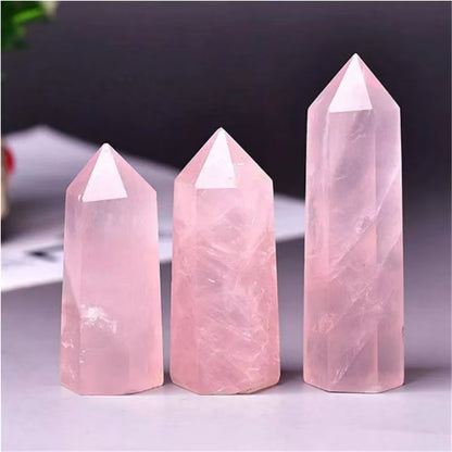 Rose Quartz Crystal Tower – Natural Hexagonal Healing Point