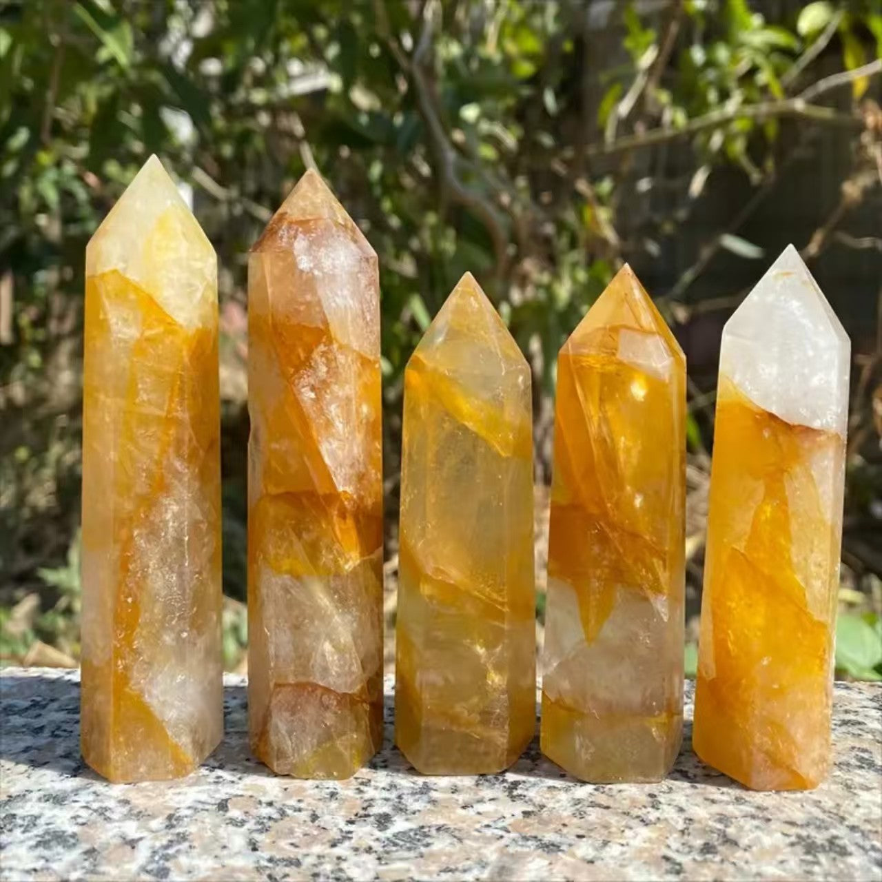 Golden Phantom Quartz Tower – Natural Six-Sided Abundance & Stability Point