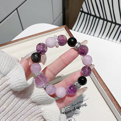 Natural Amethyst & Black Tourmaline Healing Bracelet | Fire Element Energy Balance