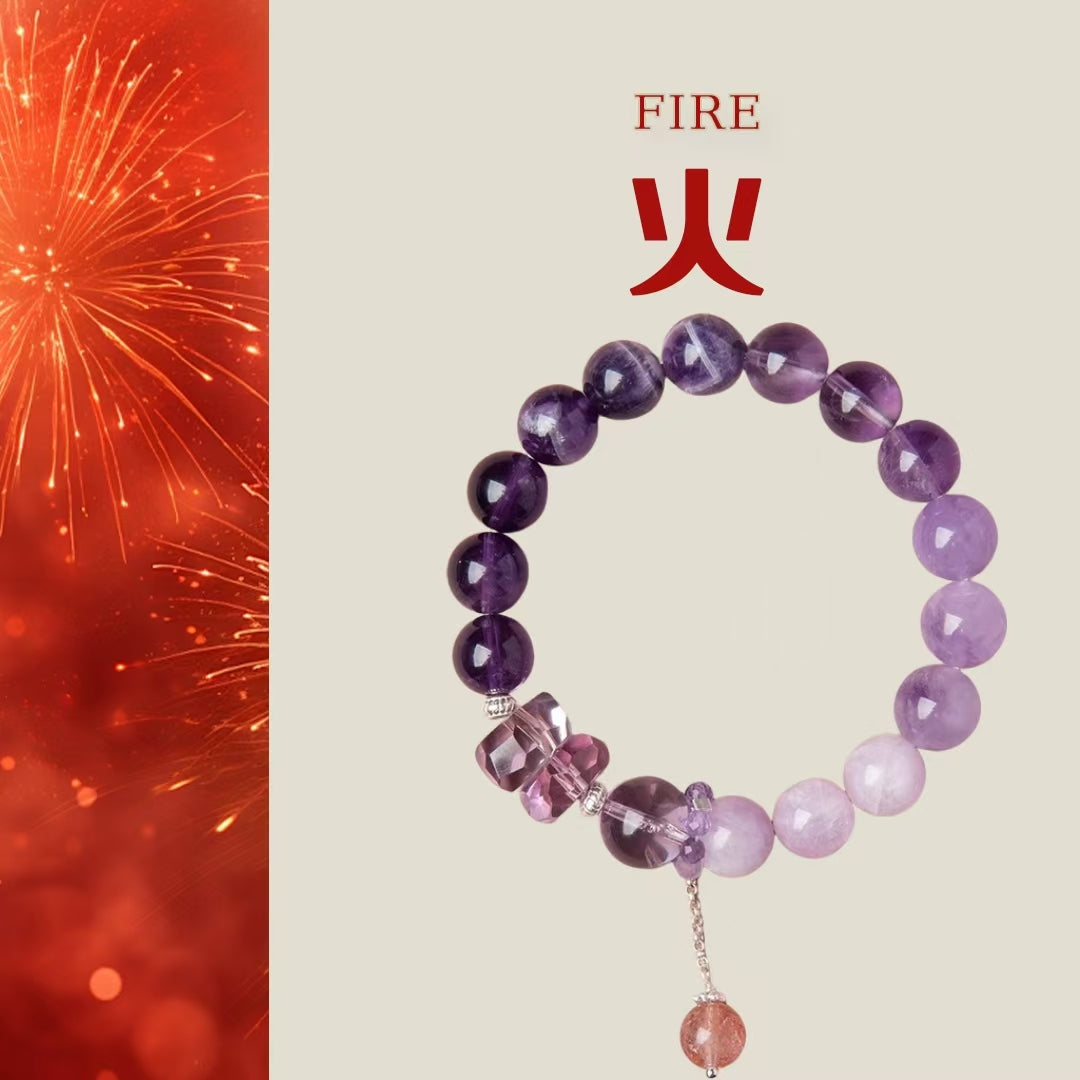 Natural Amethyst Fire Element Bracelet | Passion & Energy Healing Jewelry