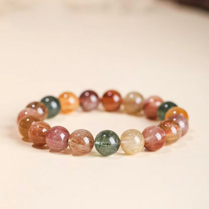 Natural Multicolor Rutilated Quartz Bracelet | Abundance & Earth Energy Healing Jewelry