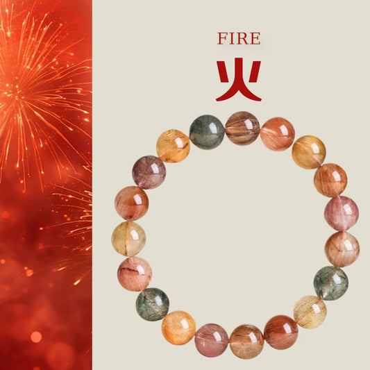Natural Multicolor Rutilated Quartz Bracelet | Abundance & Earth Energy Healing Jewelry