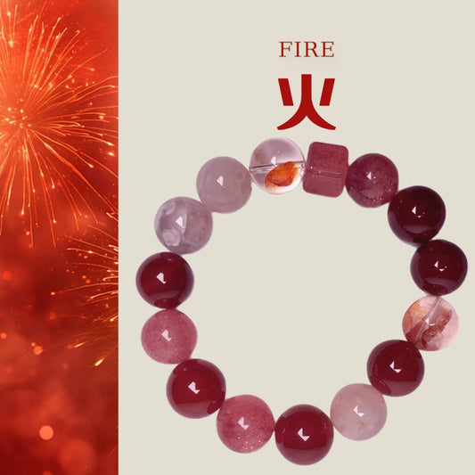 Natural Strawberry Quartz Bracelet | Fire Element Energy & Love Healing Crystal Jewelry