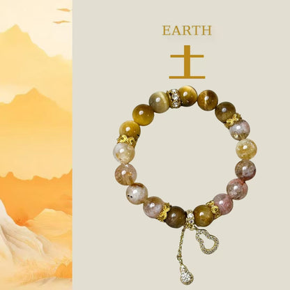 Natural Tiger’s Eye & Citrine Bracelet | Earth & Metal Element Energy Balance