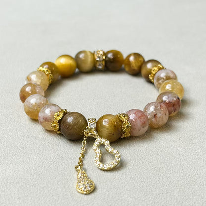 Natural Tiger’s Eye & Citrine Bracelet | Earth & Metal Element Energy Balance