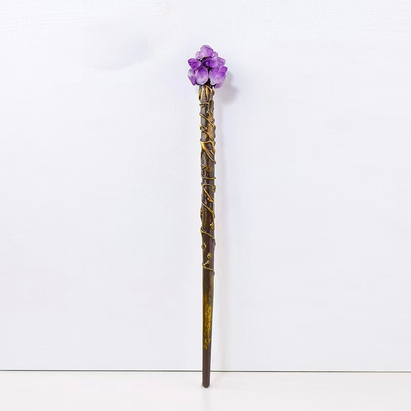 Handcrafted Crystal Accent Wand — Resin & Natural Stone Decorative Stick