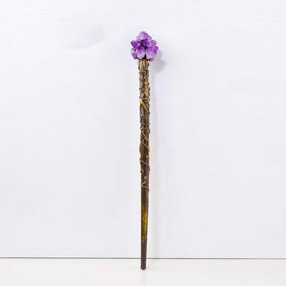 Handcrafted Crystal Accent Wand — Resin & Natural Stone Decorative Stick