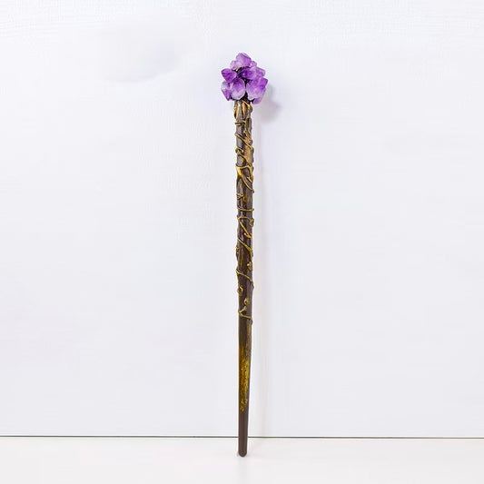 Handcrafted Crystal Accent Wand — Resin & Natural Stone Decorative Stick