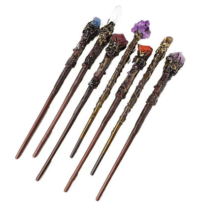 Handcrafted Crystal Accent Wand — Resin & Natural Stone Decorative Stick