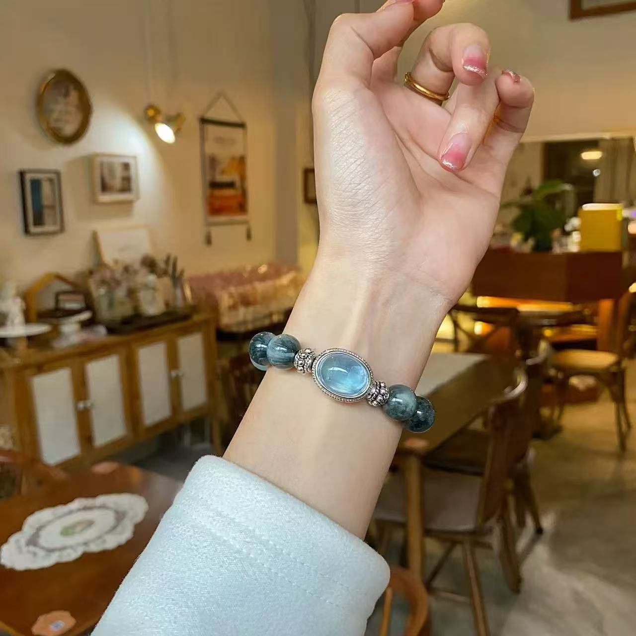 Ocean Guardian Bracelet – Aquamarine × Hawk’s Eye × Moonstone × Clear Quartz