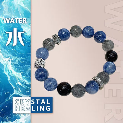 Celestial Blue Kyanite & Obsidian Energy Bracelet – Grounding & Intuition