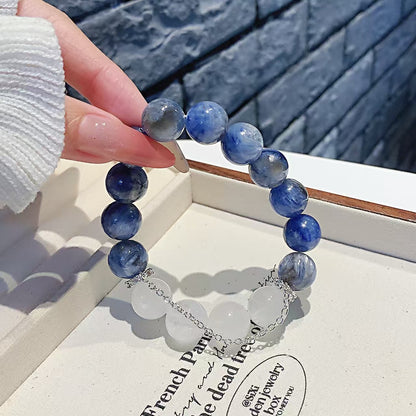 Blue Aura & White Phantom Crystal Bracelet (12mm )