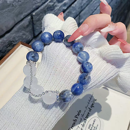 Blue Aura & White Phantom Crystal Bracelet (12mm )