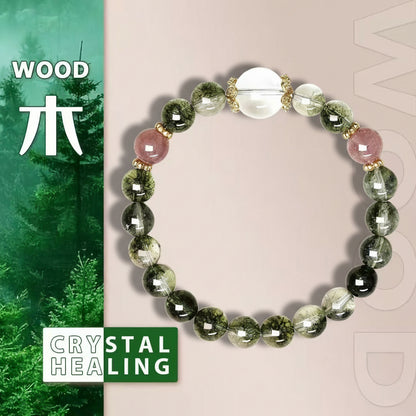 Green Phantom & Strawberry Quartz Bracelet