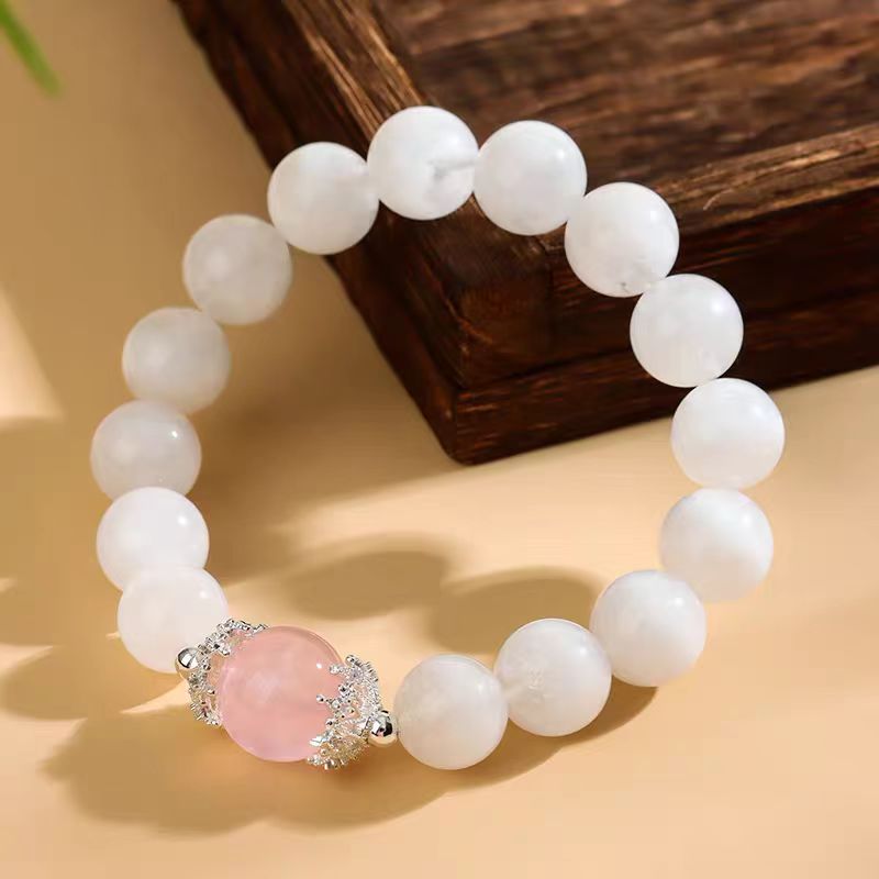Pure Heart Harmony Bracelet  White Quartz & Rose Quartz Crystal