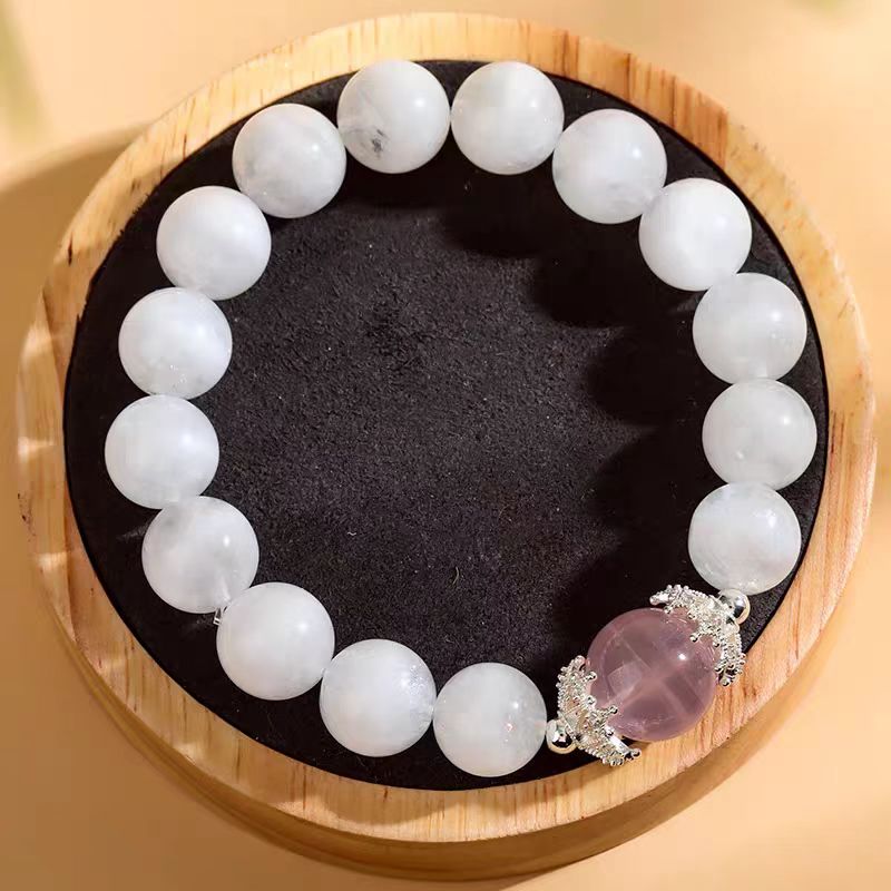 Pure Heart Harmony Bracelet  White Quartz & Rose Quartz Crystal