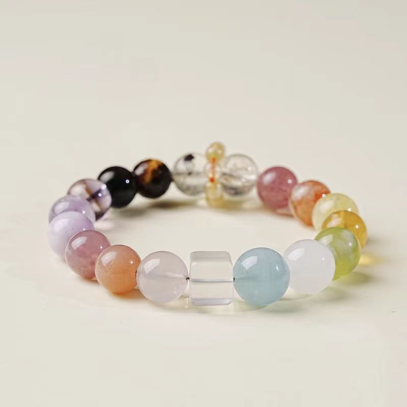 colueful crystal bracelet  in a light background 