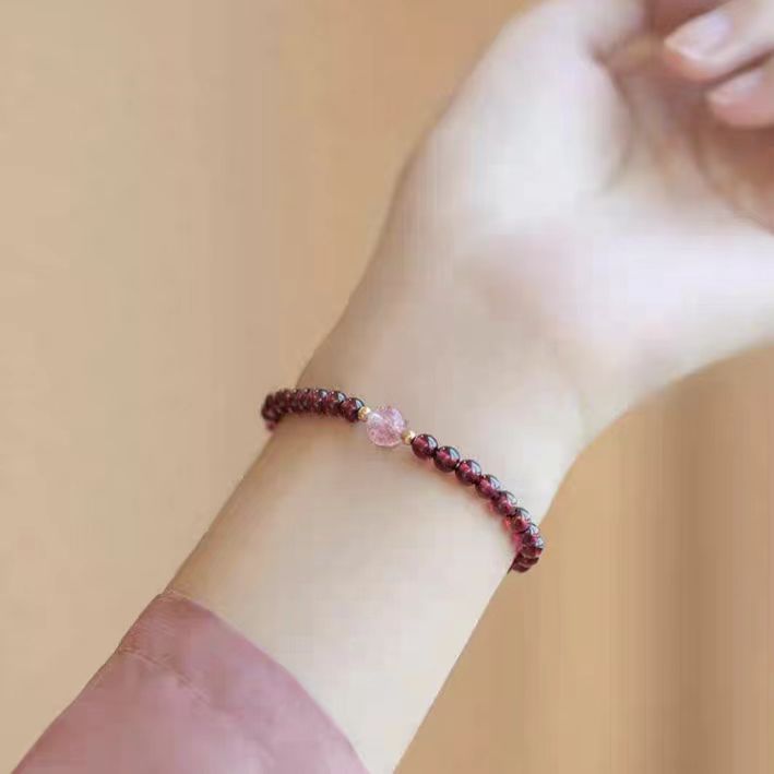 Garnet &amp; Strawberry Quartz Bracelet