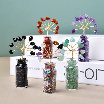Crystal Wishing Tree in Mini Bottle Elemental Gem Decor