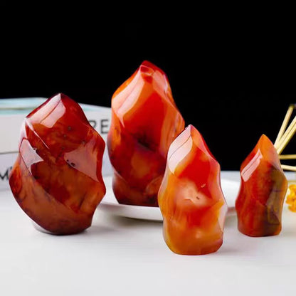 Red Agate Flame Carving