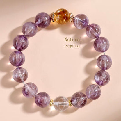 Amethyst Citrine & Clear Quartz Intentional Bead Bracelet