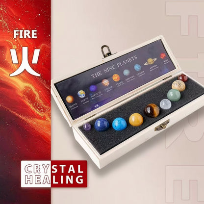 Solar System Crystal Sphere Gift Box – Natural Gemstone Nine-Planet Set