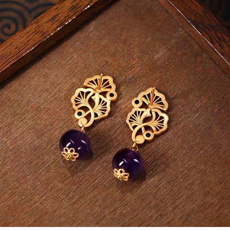 Royal Lotus Amethyst Earrings