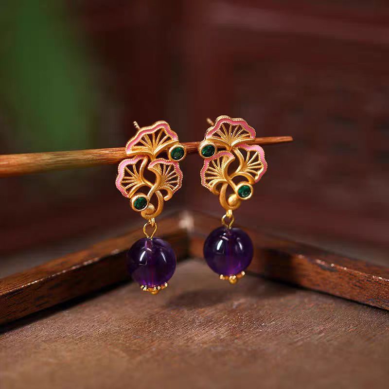 Royal Lotus Amethyst Earrings