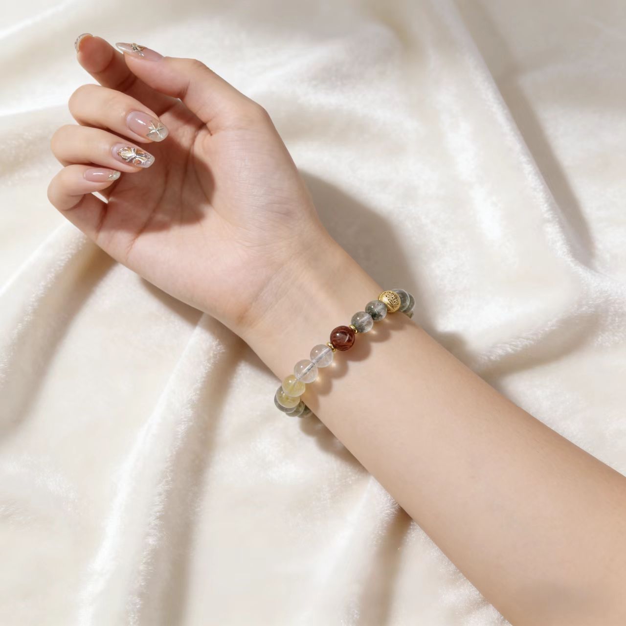 Metal & Wood Element Crystal Bracelet