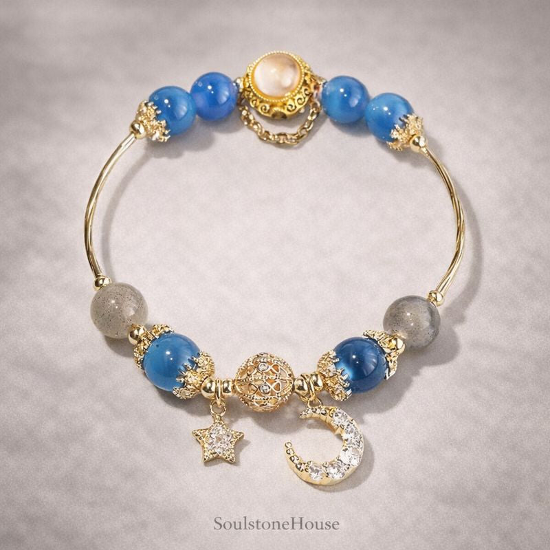 blue bracelet with charm star moon 