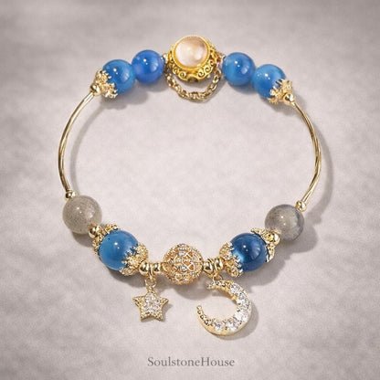blue bracelet with charm star moon 