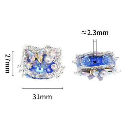Rhinstone Hello Kitty Head Beads  for Pen, Fancy Beads -5pcs