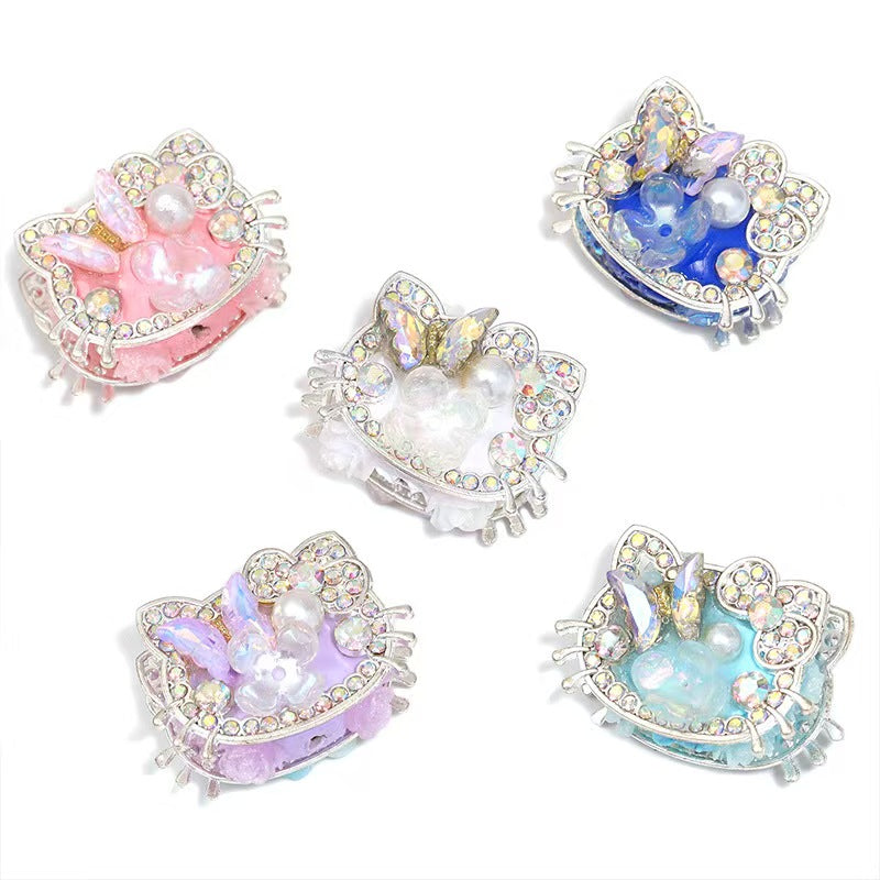 Rhinstone Hello Kitty Head Beads  for Pen, Fancy Beads -5pcs