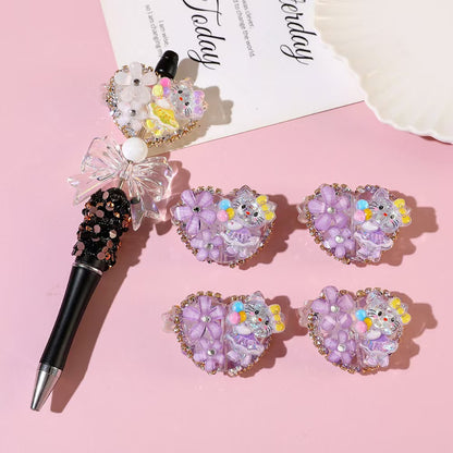 Rhinestone Heart Beads, Hello Kitty, Fancy beads,Bling Beads for Pen-1pcs