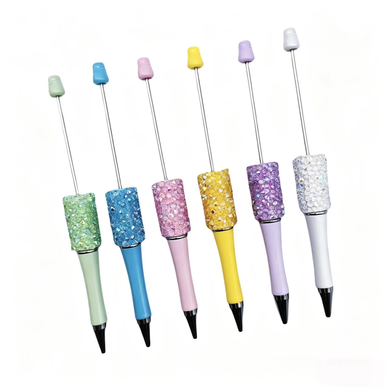 12Pcs DIY Diamond Beadable Pen -  Plastic Rhinestone Beaded Pens  - Fancy Cute Glitter Pens for Crafting – School Supplies, Office Item