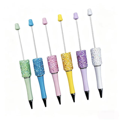 12Pcs DIY Diamond Beadable Pen -  Plastic Rhinestone Beaded Pens  - Fancy Cute Glitter Pens for Crafting – School Supplies, Office Item
