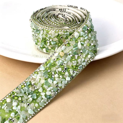 Colorful Crystal Rhinestone Trim Ribbon Stone Iron On Applique Chain Embellishment Sewing Accessories DIY Clothing Phone ect